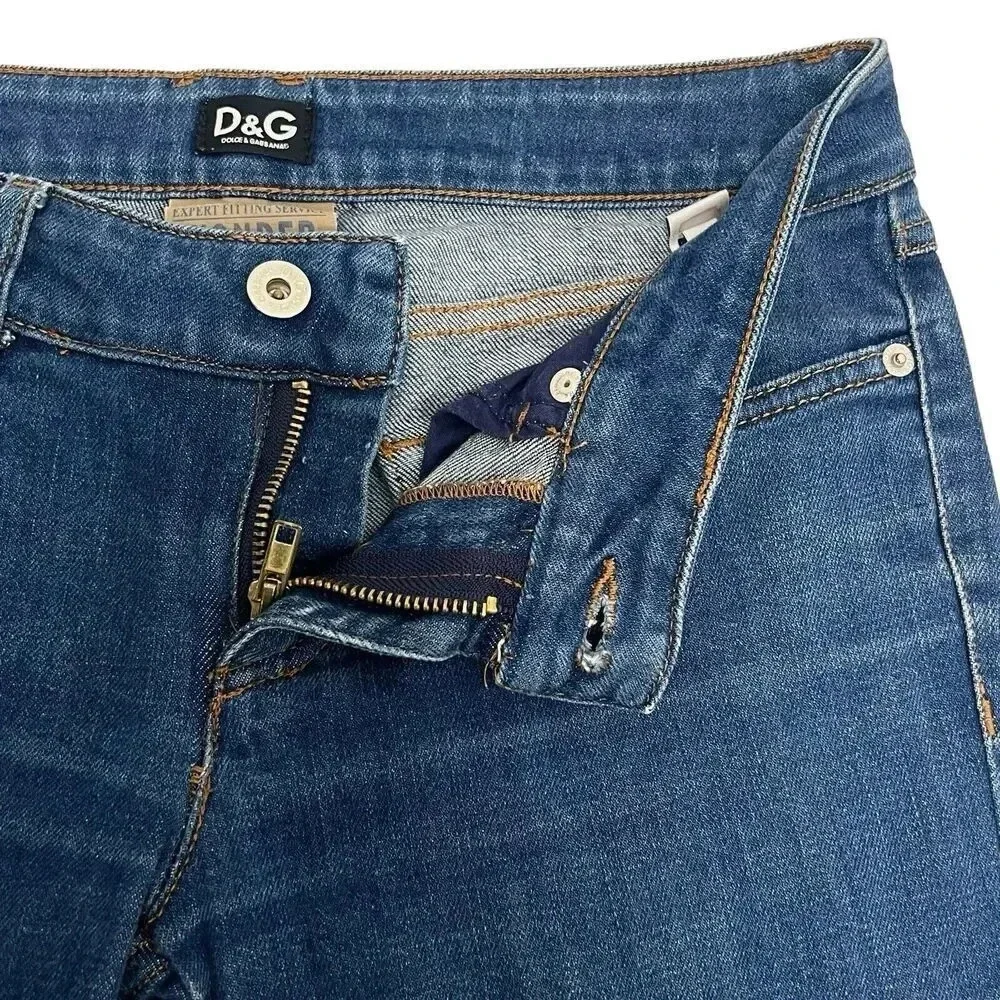 Dolce & Gabbana Women's Skinny Jeans - Dark Blue with Brown Patch - Picture 5 of 12